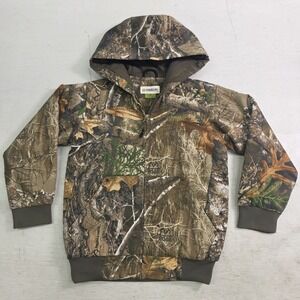 Magellan Outdoors Realtree Edge Camo Hooded Full Zip Hunting Jacket Youth XS EUC